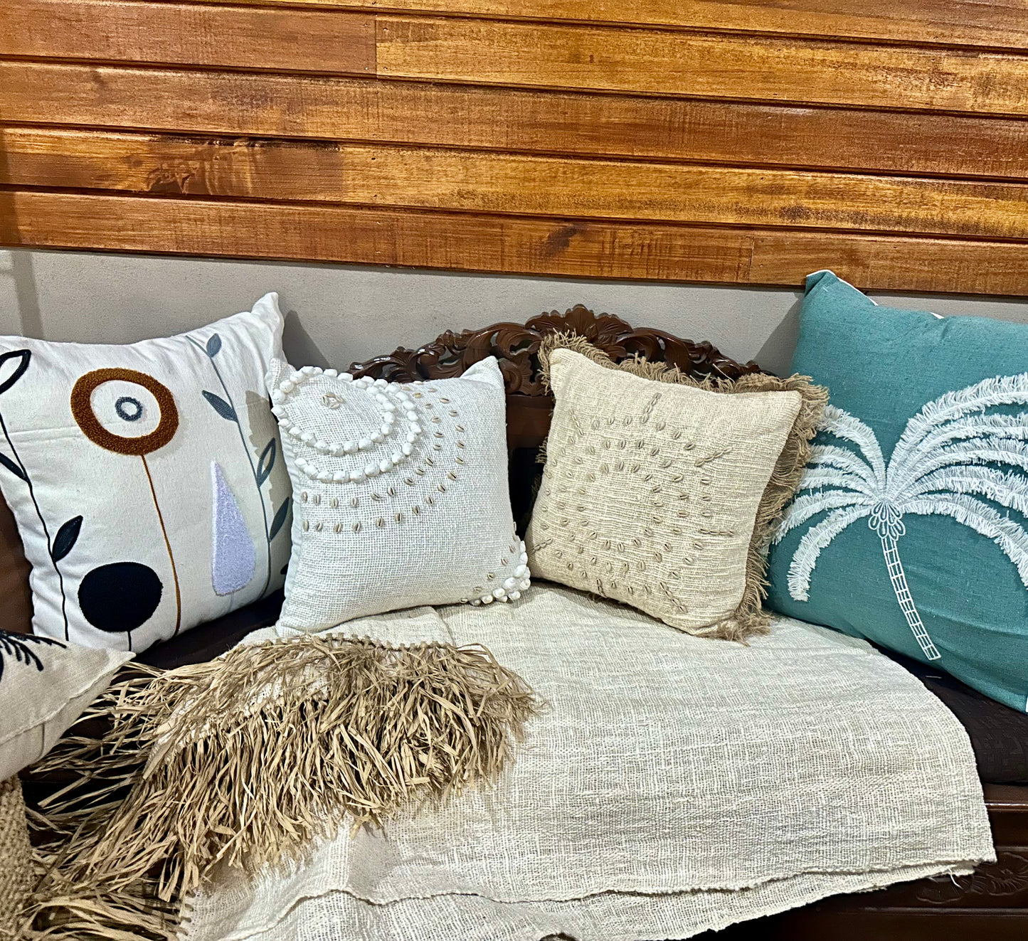 Linen Cushion with Sea Shells