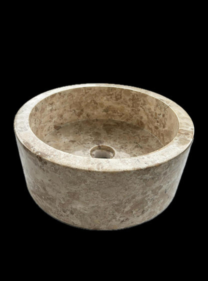 Elegant Beige Round Marble Vessel Sink