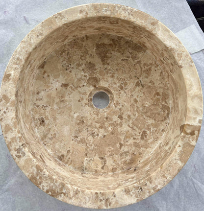 Elegant Beige Round Marble Vessel Sink