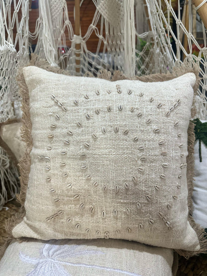 Linen Cushion with Sea Shells