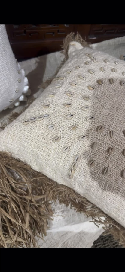 Linen Cushion with Sea Shells